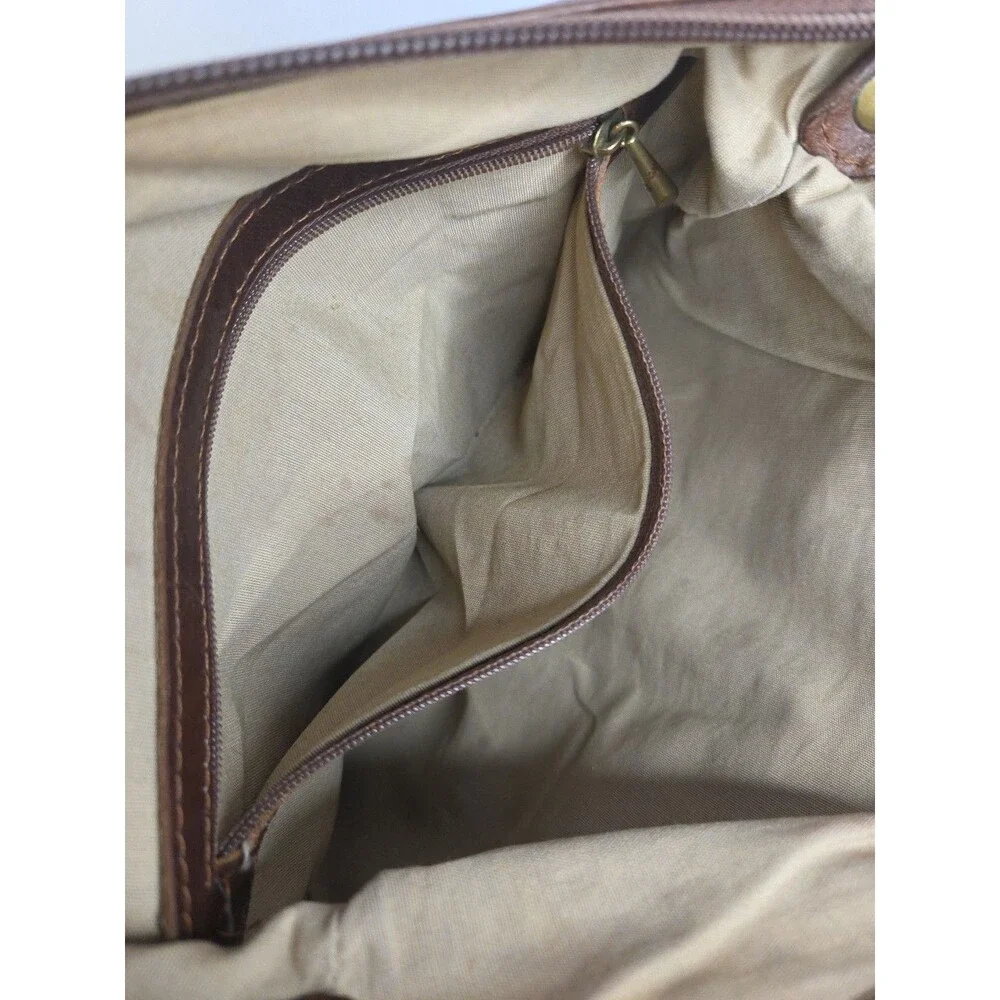 LAND Brown Leather Square (11 X 11) Messenger Satchel w/ Handle & Shoulder Strap - Picture 9 of 16